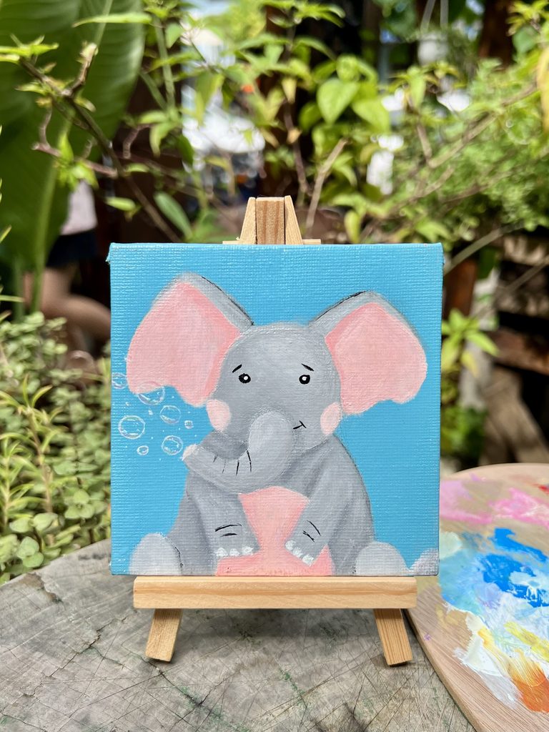 Acrylic on Mini Canvas - Bubble Elephant