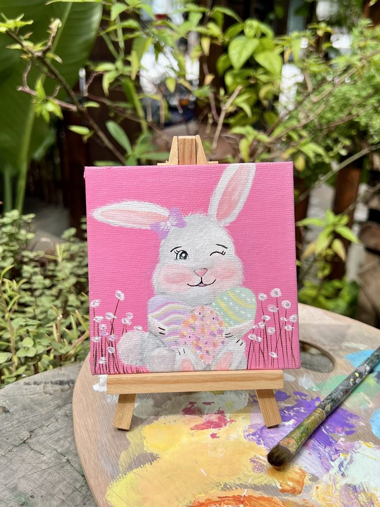 Acrylic on Mini Canvas - Easter Bunny Rabbit