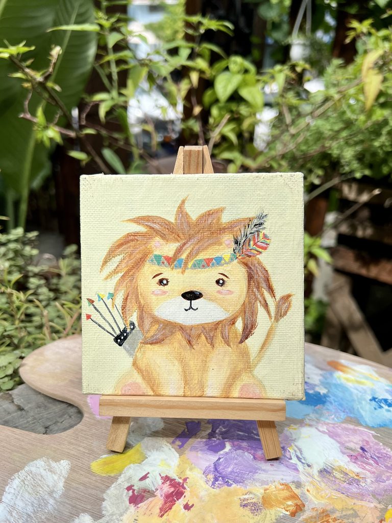 Acrylic on Mini Canvas - Jungle Lion