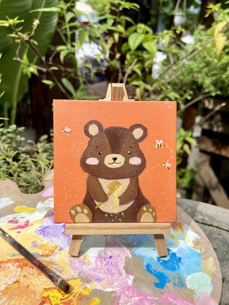 Acrylic on Mini Canvas - Honey Bear