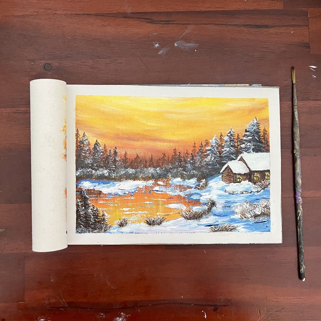 Acrylic - Winter Snowy Lake