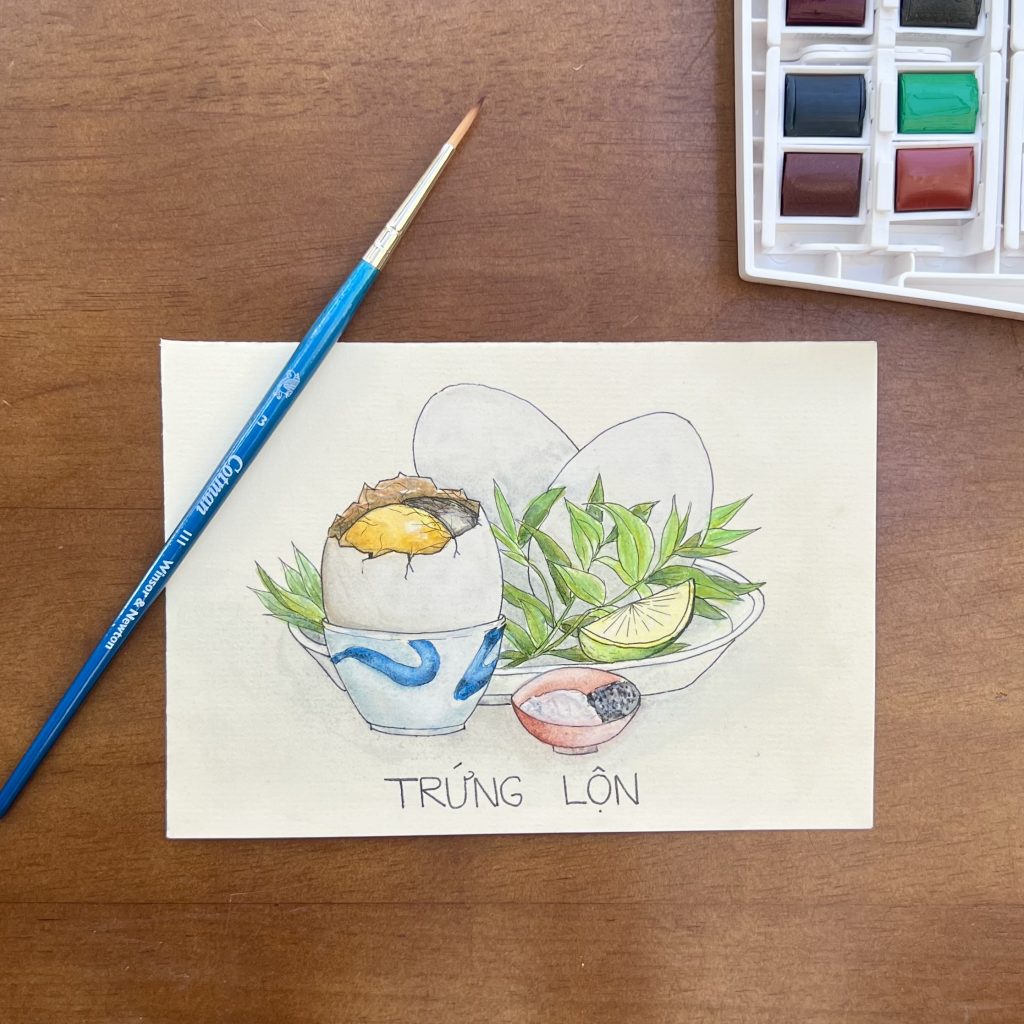 Watercolor Vietnamese Food - Duck Balut