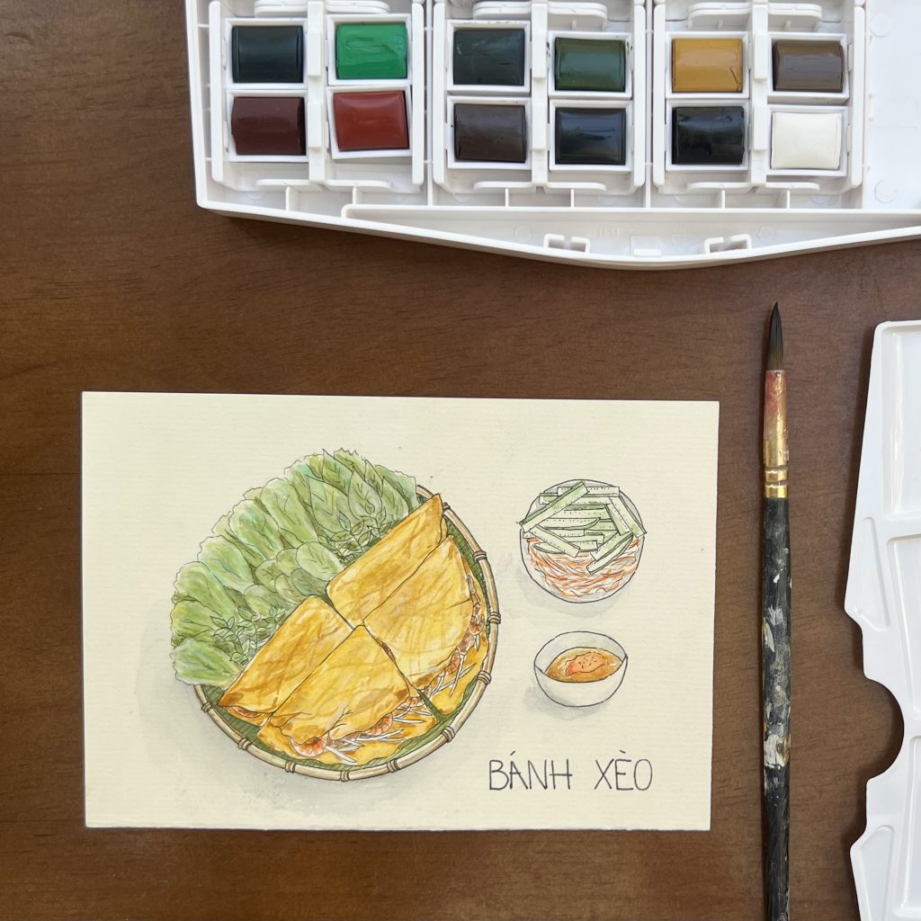 Watercolor Vietnamese Food - Pancake