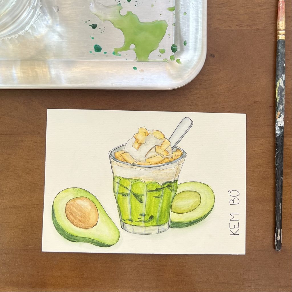 Watercolor Vietnamese Food - Avocado Ice-cream