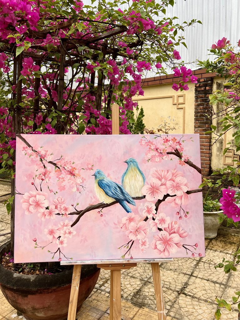 Acrylic - Spring Cherry Blossoms with Birds